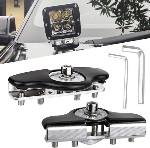 Hovom 2PCS Car LED Light Mounting Brackets, Stainless Steel LED Light Bar & Work Lights Fixing Base, Non-Destructive Adjustable Ditch Lights Brackets Hood Mount, Car Accessories in Kuwait