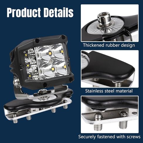 Hovom 2PCS Car LED Light Mounting Brackets, Stainless Steel LED Light Bar & Work Lights Fixing Base, Non-Destructive Adjustable Ditch Lights Brackets Hood Mount, Car Accessories in Kuwait