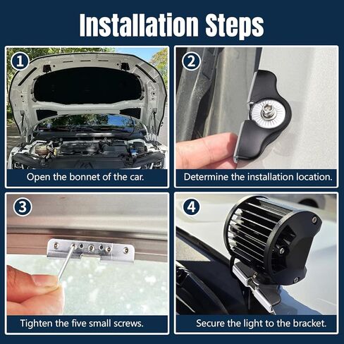 Hovom 2PCS Car LED Light Mounting Brackets, Stainless Steel LED Light Bar & Work Lights Fixing Base, Non-Destructive Adjustable Ditch Lights Brackets Hood Mount, Car Accessories in Kuwait