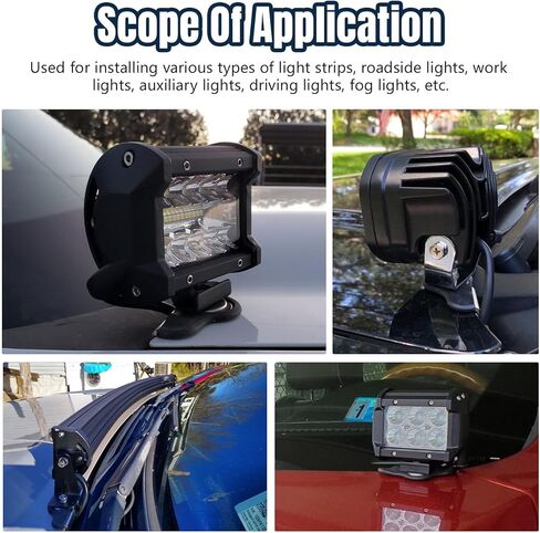 Hovom 2PCS Car LED Light Mounting Brackets, Stainless Steel LED Light Bar & Work Lights Fixing Base, Non-Destructive Adjustable Ditch Lights Brackets Hood Mount, Car Accessories in Kuwait