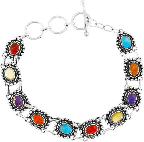 Turquoise Link Bracelet Sterling Silver 925 Genuine Gemstones in Saudi Arabia