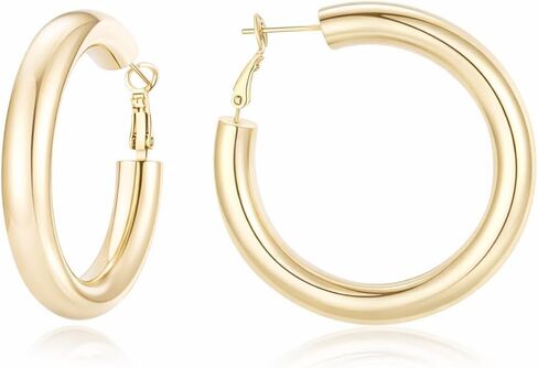 14K Gold Earrings for Women - Lightweight, Hypoallergenic, Swiss Craftsmanship, Classic Round Design - Ideal Gift for Sensitive Ears, Everyday Wear & Yoga Enthusiasts with 14k Gold Earrings in Saudi Arabia