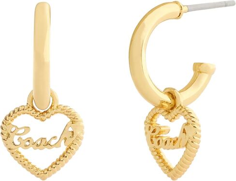 COACH Jewelry Women's Charming Charms Signature Heart Charm Huggie Earrings in Saudi Arabia