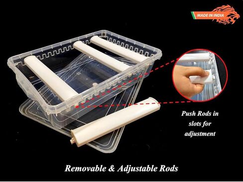 Plastic adjustable 4 rod Bangle Box Chudi Set Organizer Jewellery Storage Display Box for Bangles Chudi Bracelet Wrist Watch Hair Bands Scrunchies Accessories, Transparent in Saudi Arabia