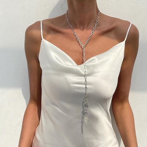 Medallion Paperclip Necklace for Women Gold Coin Y Shaped Necklace Holiday Hypoallergenic Jewelry Gifts Dresses Accessories in Kuwait