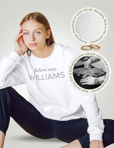 سويت شيرت السيدة المستقبلية المخصص مع قلت نعم على الأكمام - اسم العائلة المخصص بياقة دائرية - بلوفر العروس لتكون هدية الخطوبة وهدية الزفاف متعدد in Kuwait
