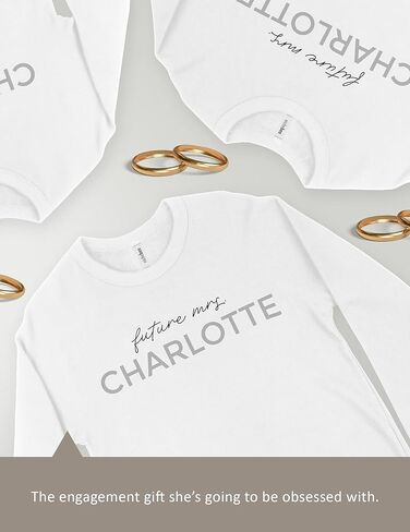 سويت شيرت السيدة المستقبلية المخصص مع قلت نعم على الأكمام - اسم العائلة المخصص بياقة دائرية - بلوفر العروس لتكون هدية الخطوبة وهدية الزفاف متعدد in Kuwait