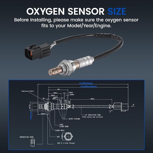 Downstream Oxygen O2 Sensor 18045 Compatible with Kia Sedona, Sorento, Cadenza, Compatible with Hyundai Santa Fe, Azera, Santa Fe XL - V6 3.3L/3.5L - Replaces 392103CBA0, 392103CBB0, 1PCS in Saudi Arabia