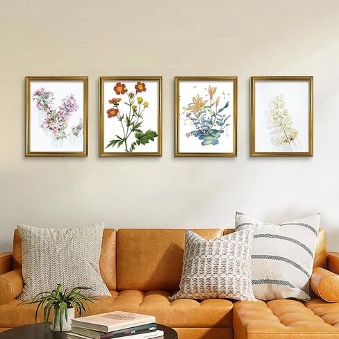 BESCRCL إطار صورة ذهبي مقاس 12x16، إطارات لعرض الحائط، إطار صورة ريفي عتيق مع أكريليك كريستالي مقاوم للكسر، 4 عبوات in Kuwait