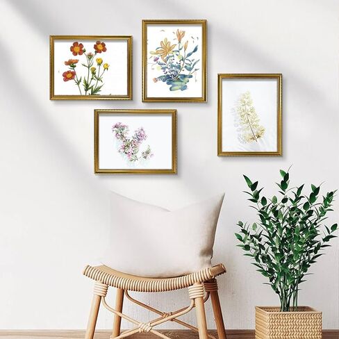 BESCRCL إطار صورة ذهبي مقاس 12x16، إطارات لعرض الحائط، إطار صورة ريفي عتيق مع أكريليك كريستالي مقاوم للكسر، 4 عبوات in Kuwait