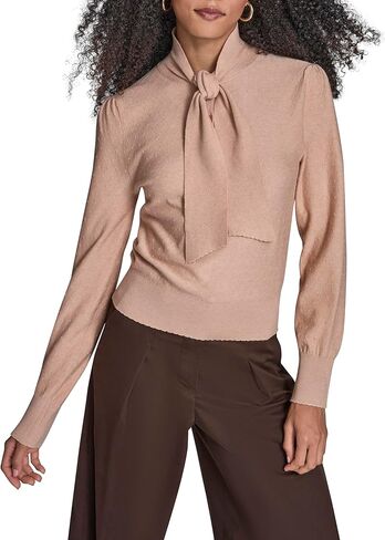 BCBG Women's Elegant Tie Neck Sweater with Scalloped Cuffs in Saudi Arabia