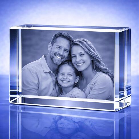 Personalized 3D Crystal Photo Gift Custom Engraved 3D Picture in Crystal Keepsake for Mom Dad Wife Husband Couples Pets Family Birthday Anniversary Memorial in Kuwait