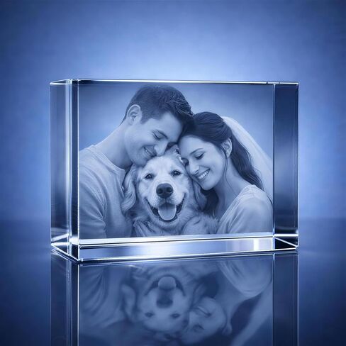 Personalized 3D Crystal Photo Gift Custom Engraved 3D Picture in Crystal Keepsake for Mom Dad Wife Husband Couples Pets Family Birthday Anniversary Memorial in Kuwait
