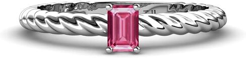 TriJewels قطع الزمرد 6x4 ملم التورمالين الوردي 1/2 قيراط المرأة سوليتير حبل خاتم الخطوبة 10K الذهب in Kuwait