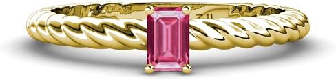 TriJewels قطع الزمرد 6x4 ملم التورمالين الوردي 1/2 قيراط المرأة سوليتير حبل خاتم الخطوبة 10K الذهب in Kuwait
