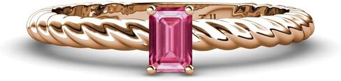 TriJewels قطع الزمرد 6x4 ملم التورمالين الوردي 1/2 قيراط المرأة سوليتير حبل خاتم الخطوبة 10K الذهب in Kuwait