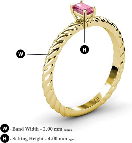 TriJewels قطع الزمرد 6x4 ملم التورمالين الوردي 1/2 قيراط المرأة سوليتير حبل خاتم الخطوبة 10K الذهب in Kuwait