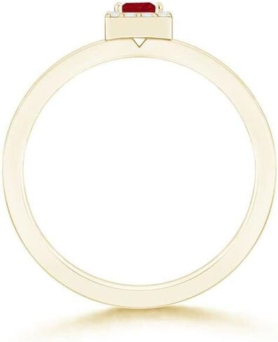 Angara Natural Square Ruby Halo Promise Ring with Diamonds in 14K Solid Gold/Platinum for Women | July Birthstone Jewelry in Saudi Arabia