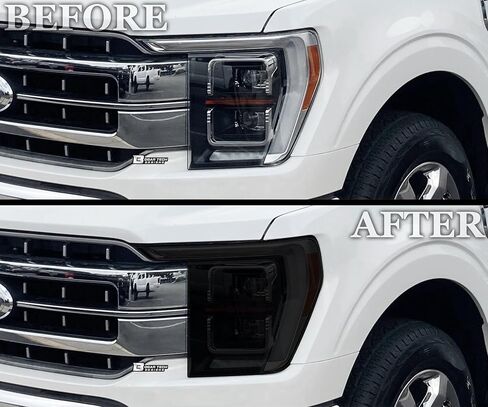 مجموعة تلوين المصابيح الأمامية الكاملة من BOGAR TECH DESIGNS متوافقة مع Ford F-150 F150 2021-2023، دخان داكن in Saudi Arabia