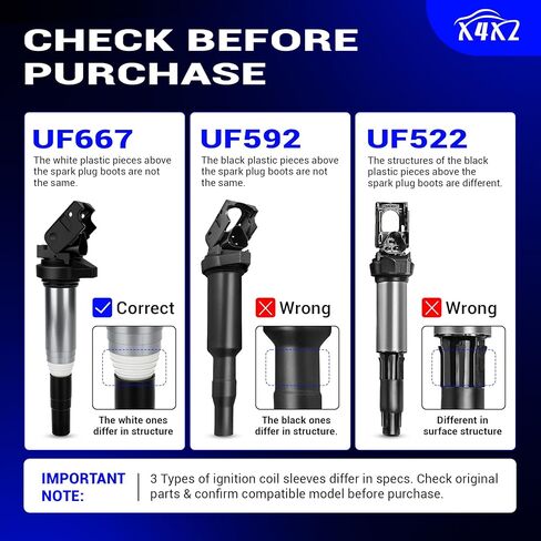 UF667 6 قطعة ملف الإشعال حزم ل BMW 128i 135i 323i 325i 330i 335i 525i 528i 550i 650i M5 M6 X3 X5 X6 Z4 Z8 2.5L 3.0L 4.4L 6.0L استبدال # 12137594596، 12138616153، 2505-484831، GN10571 in Saudi Arabia