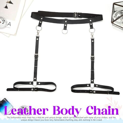 REETAN Leather Thigh Harness Fashion Rave Black Punk Body Accessories for Women in Saudi Arabia