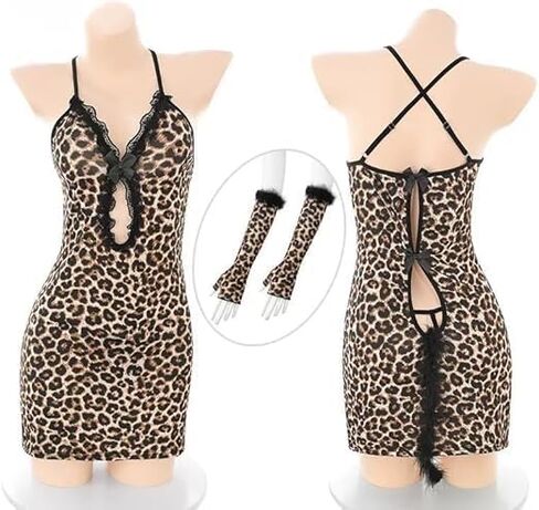 Sexy Lingerie for Women Naughty Lingerie Set Leopard Print Bodysuit Outfits Teddy Sheer Mesh Erotic Without Stockings（ One Size） in Saudi Arabia