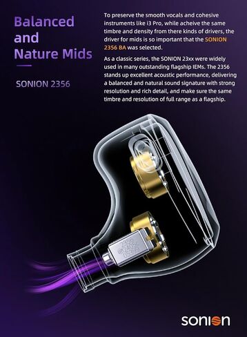 YINYOO TRI I3 MK3, 10mm Beryllium Diaphragm DD in Ear Monitor, Hybrid IEM Earphones, Gaming Earbuds, HiFi Wired Earbuds with CNC Precision-Carved Housing, 4.4mm Balanced Plug(Purple) in Kuwait