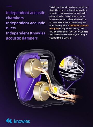 YINYOO TRI I3 MK3, 10mm Beryllium Diaphragm DD in Ear Monitor, Hybrid IEM Earphones, Gaming Earbuds, HiFi Wired Earbuds with CNC Precision-Carved Housing, 4.4mm Balanced Plug(Purple) in Kuwait