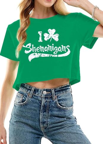 St Patricks Day Shirt Women - Irish Crop Top Shamrock Clover Graphic Tees St. Paddy's Day Cropped Shirt in Saudi Arabia