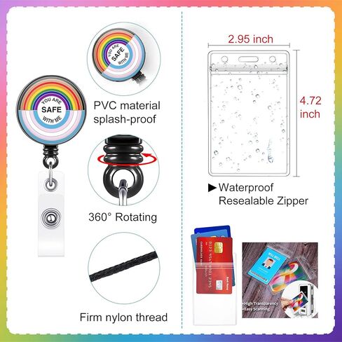 GTOTd Rainbow Be Kind Pride Retractable Badge Reels（3 Pack） with ID Badge Holder.LGBTQ Cute Merch Gifts Party Supplies Badge Clip for Nurse Name Tag Card Key Wallet Men Women in Kuwait