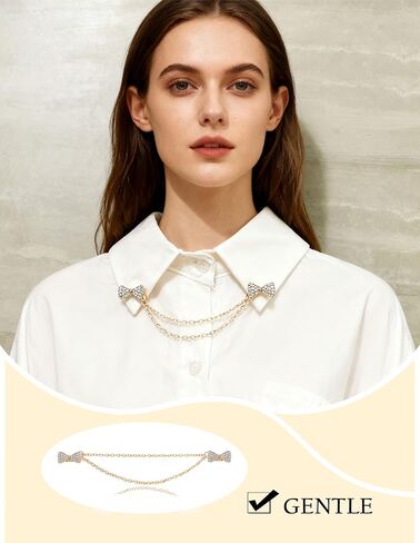 Akeoqi 6 قطع خمر سترة شال سلسلة مقاطع الرجعية Bowknot حجر الراين زر ورقة اللؤلؤ زهرة نمط بروش دبابيس للنساء الرجال دعوى قميص سترة عباءة اللباس طية صدر السترة طوق المشبك مع سلسلة معلقة in Kuwait