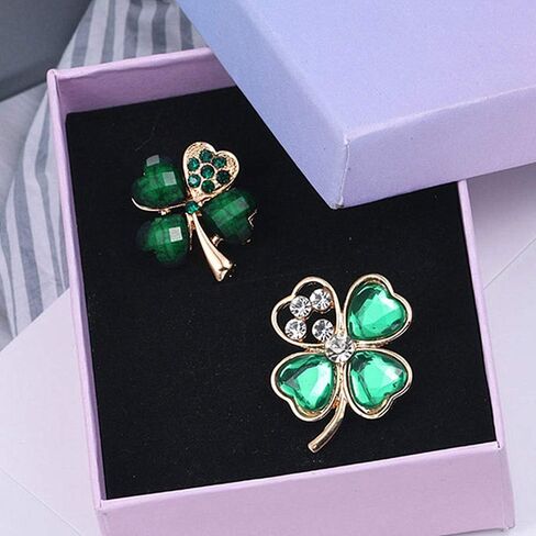 taoranju أربع أوراق البرسيم دبابيس للنساء، 8 قطع دبابيس بروش حجر الراين لإكسسوارات يوم القديس باتريك، دبابيس التلبيب الكريستال للنساء الفتيات حفل زفاف وعطلة المجوهرات هدية in Kuwait