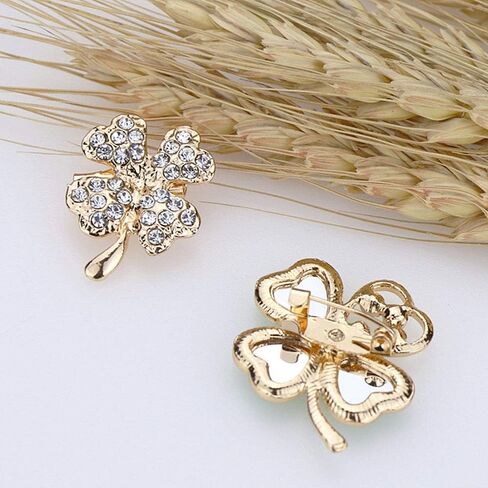 taoranju أربع أوراق البرسيم دبابيس للنساء، 8 قطع دبابيس بروش حجر الراين لإكسسوارات يوم القديس باتريك، دبابيس التلبيب الكريستال للنساء الفتيات حفل زفاف وعطلة المجوهرات هدية in Kuwait