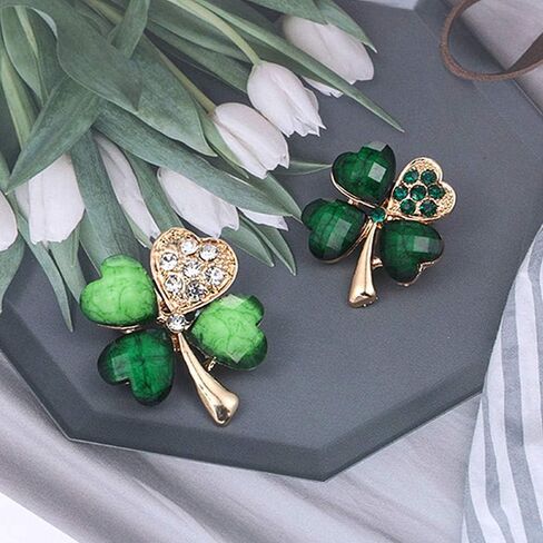 taoranju أربع أوراق البرسيم دبابيس للنساء، 8 قطع دبابيس بروش حجر الراين لإكسسوارات يوم القديس باتريك، دبابيس التلبيب الكريستال للنساء الفتيات حفل زفاف وعطلة المجوهرات هدية in Kuwait