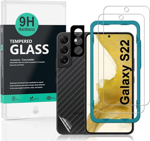 Ibywind Screen Protector For SamSung Galaxy S22 Plus 5G,with 2Pcs Tempered Glass,1Pc Camera Lens Protector,1Pc Backing Carbon Fiber Film [Fingerprint Reader,Easy to install] in Saudi Arabia