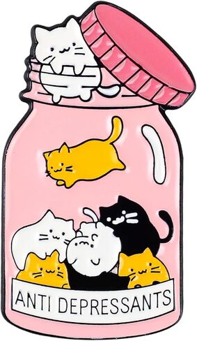 Anti Depressants Cat Medicine Bottle Enamel Pin, Emotional Support Pin Brooch, Gift For Anxious Cat Mom Pet Lover, Mental Health Awareness Lapel Badge, Pet Therapy Brooches, Anxiety Relief Accessories in Saudi Arabia