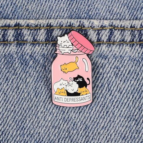 Anti Depressants Cat Medicine Bottle Enamel Pin, Emotional Support Pin Brooch, Gift For Anxious Cat Mom Pet Lover, Mental Health Awareness Lapel Badge, Pet Therapy Brooches, Anxiety Relief Accessories in Saudi Arabia