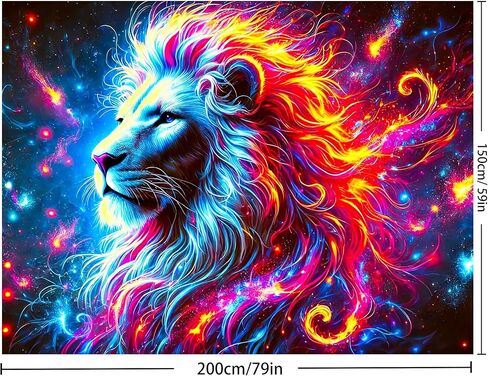 BlissYard Blacklight Lion نسيج 78x59 بوصة الأسد تريبي غالاكسي الفضاء نسيج الأشعة فوق البنفسجية رد الفعل توهج في الظلام نسيج غالاكسي الفضاء نسيج الجدار شنقا لديكور المنزل جدار الفن شنقا لغرفة المعيشة in Saudi Arabia