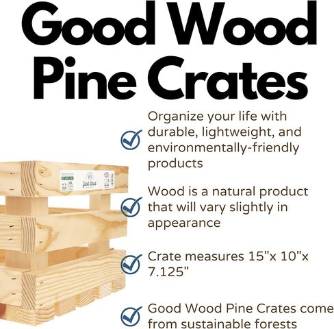 LEISURE ARTS Good Wood Wooden Crate, wood crate white, wood crates for display, wood crates for storage, wooden crates white finish, 18" x 12.5" x 9.5" in Saudi Arabia