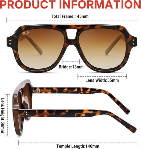 نظارة شمسية Pro Acme Retro Polarized Aviator للنساء والرجال، نظارات شمسية كبيرة الحجم بظلال الطيار المربعة في السبعينيات in Kuwait