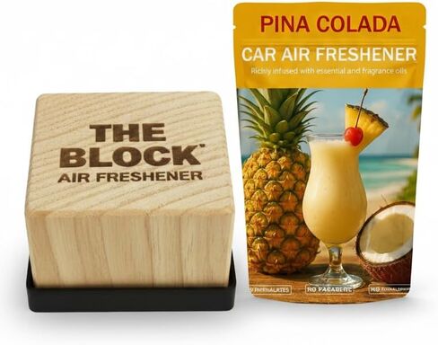 The Block - معطر هواء خشبي للسيارة ومزيل للروائح - رائحة تدوم طويلاً لأكثر من 30 يومًا - للاستخدام في السيارة والمنزل - فكرة هدية طازجة - صنع في الولايات المتحدة الأمريكية - فانيليا معتقة in Saudi Arabia
