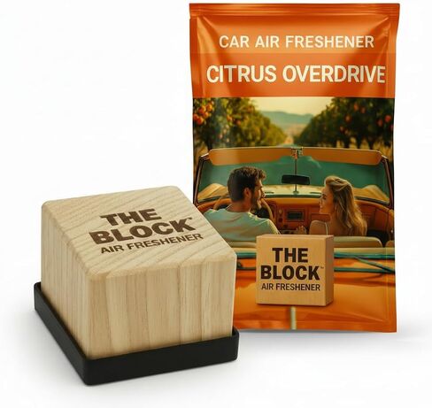 The Block - معطر هواء خشبي للسيارة ومزيل للروائح - رائحة تدوم طويلاً لأكثر من 30 يومًا - للاستخدام في السيارة والمنزل - فكرة هدية طازجة - صنع في الولايات المتحدة الأمريكية - فانيليا معتقة in Kuwait