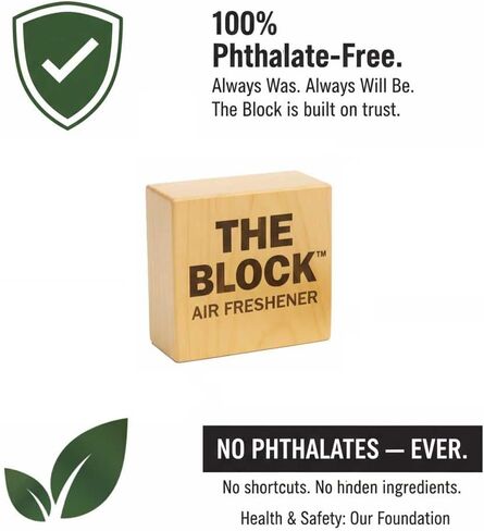 The Block - معطر هواء خشبي للسيارة ومزيل للروائح - رائحة تدوم طويلاً لأكثر من 30 يومًا - للاستخدام في السيارة والمنزل - فكرة هدية طازجة - صنع في الولايات المتحدة الأمريكية - فانيليا معتقة in Kuwait