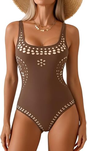 Women's One Piece Swimsuit Tummy Control Laser Cut Out Bathing Suit Slimming Full Coverage Swimwear in Saudi Arabia