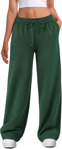 ATHMILE Women's Wide Leg Sweatpants High Waisted Baggy Interior Drawstring Joggers Straight Leg Sweat Pants with Pockets in Saudi Arabia