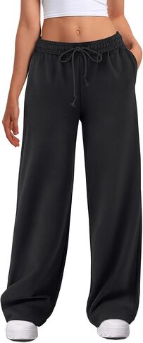 ATHMILE Women's Wide Leg Sweatpants High Waisted Baggy Interior Drawstring Joggers Straight Leg Sweat Pants with Pockets in Saudi Arabia