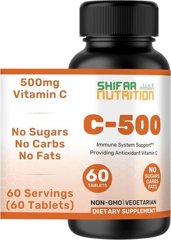 Halal Vitamin C-1000mg Tablets, 60 Days Supply. Immune Support Supplement with Vitamin C, Elderberry, Quercetin, Rose HIPS & Rutin. Vegetarian, Non-GMO, Sugar Free & Keto Friendly in Kuwait
