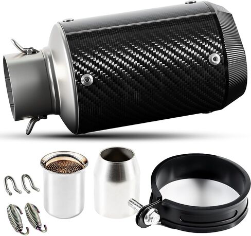 Motorcycle Exhaust, 2 inch Inlet Motorcycle Muffler, Slip On Muffler Exhaust with Mid Pipe, Fits Honda Kawasaki Z900 GSXR750 CBR650 more in Kuwait