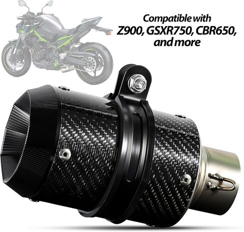 Motorcycle Exhaust, 2 inch Inlet Motorcycle Muffler, Slip On Muffler Exhaust with Mid Pipe, Fits Honda Kawasaki Z900 GSXR750 CBR650 more in Kuwait
