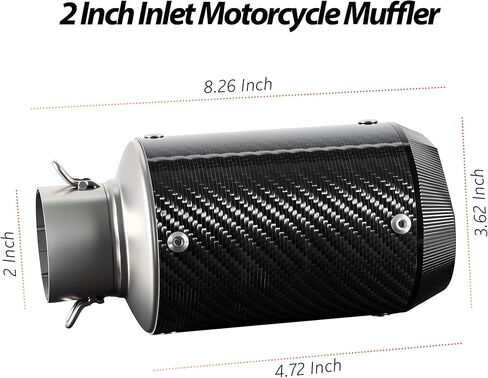 Motorcycle Exhaust, 2 inch Inlet Motorcycle Muffler, Slip On Muffler Exhaust with Mid Pipe, Fits Honda Kawasaki Z900 GSXR750 CBR650 more in Kuwait